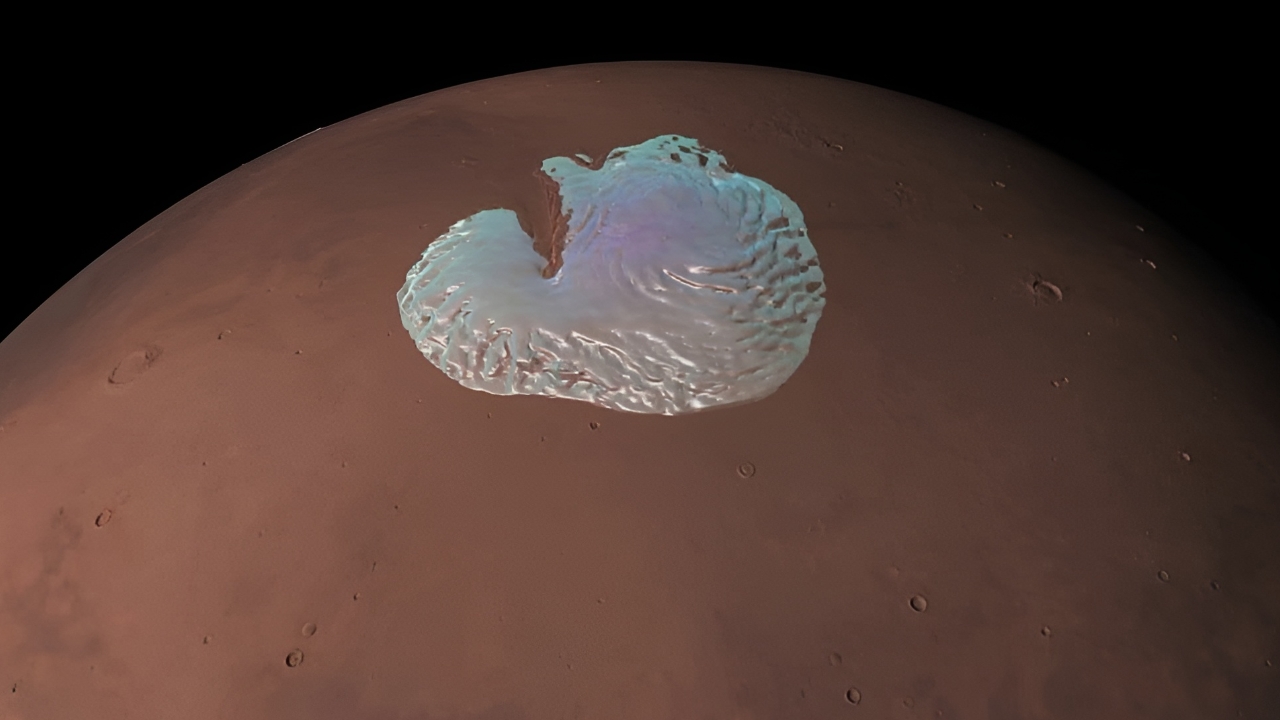 Mars'ın kuzey kutbu buzun ağırlı altında çökmeye başladı! 11 mars kuzey kutbu buzun agirli altinda cokmeye basladi